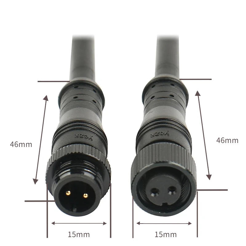 Description Picture 5 of item2Pcs Metal Screw M12 Waterproof 2 3 4 5 6 8 Pin IP68 Power Cable Wire Plug for LED Strips Male Female Connector 20CM