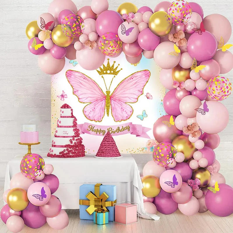 Description Picture 4 of itemButterfly Balloon Garland Backdrop Set Butterfly Birthday Party Decoration Kids Wedding Birthday Girl Baby Shower Girl