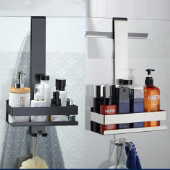 Movable Bathroom Shelves No Drill Shelf Organizer Shower Support Steel Shelf Multifunction Shelves Storage Unit For Bathroom