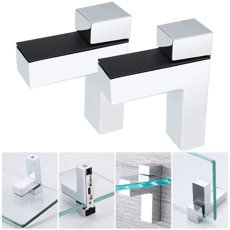 Description Picture 3 of itemF Shape Design Shelf Clamp Adjustable Glass Shelf Bracket Reliable Support for Showcasing Decorative Items and Collectibles