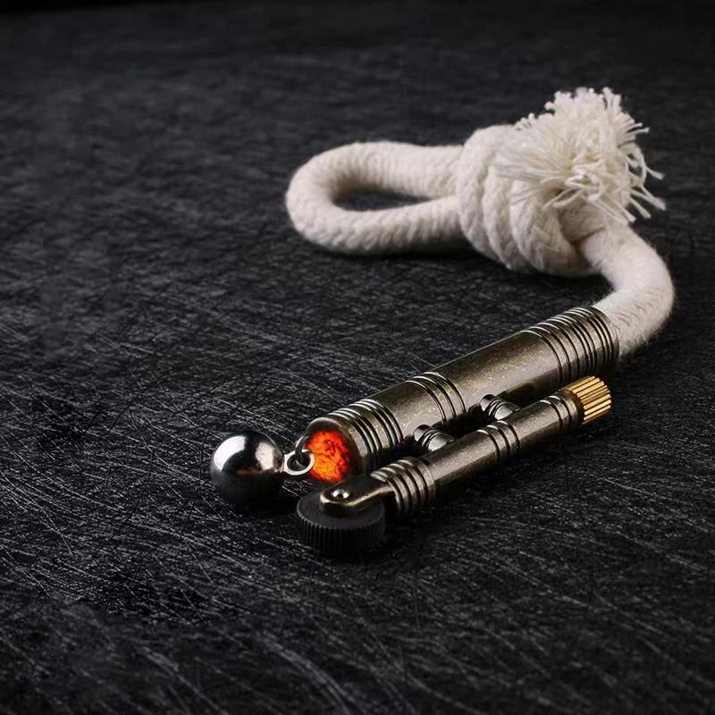 Description Picture 5 of itemPortable Metal Windproof Kerosene Match Rope Lighter Outdoor Camping Survival Retro Lighter Men's Cigarette Lighting Gadget