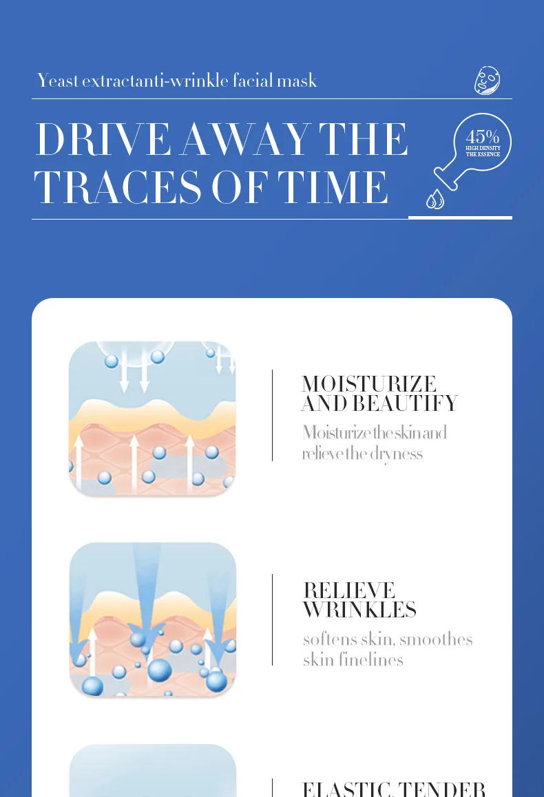 Description Picture 6 of item12 Pieces BIOAOUA Bifid Yeast Anti-wrinkle Facial Mask Hydrating Moisturizing Rejuvenation Mask Anti Age Skin Care Wholesale