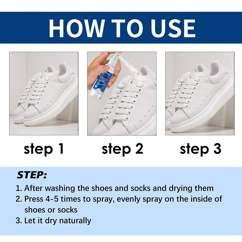 Description Picture 5 of itemShoe Socks Odor Removal Spray Foot Odor Shoes Stink Remover Footwear Deodorant Antibacterial Antiperspirant Freshener Feet Care