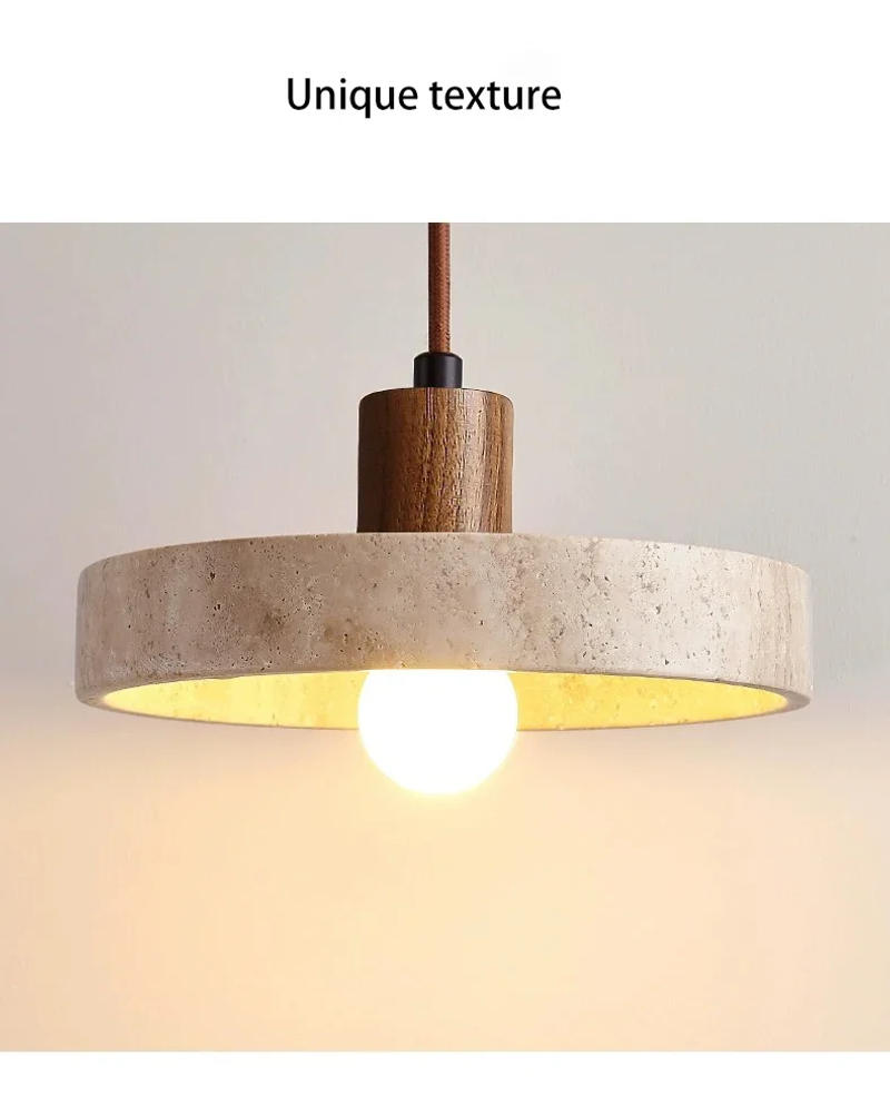 Description Picture 6 of itemLed Pendant Light Simple Bedroom Bedside Small Chandelier Stone Wood Walnut Droplight Cream Style Table Slim Warm Lamp E27 Bulb