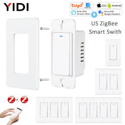 US AU Tuya ZigBee 3.0 Smart Life Wireless Push Button Wall Light Switch Voice Remote Control 2 Way with Neutral USA 1 2 3 4 Gang