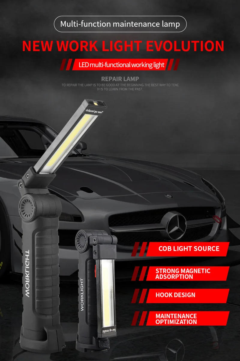 Description Picture 5 of itemFolding LED Work Light Portable Spotlight with Magnetic Base Clip USB Charging Repair Torch Movable Work Light Flashlight