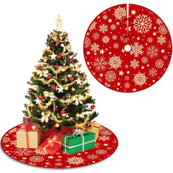 New Christmas Tree Skirts Santa Claus Printed Xmas Tree Bottom Decor Mat Christmas Tree Indoor Outdoor Decoration 60cm/90cm