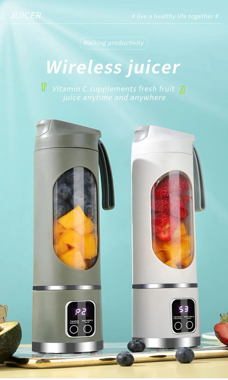 Description Picture 2 of item450ml Portable Juice Blenders Electric Mini Smoothie Blender Bottle USB Recharable Wireless Juicer Cup Machine For Home Kitchen