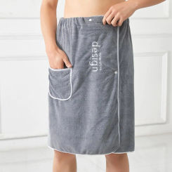 Men Bath Towel Absorbent Quick Dry Bath Wrap Towel with Secure Buckle And Pocket for Gym Spa Sauna Shower  Home Textile