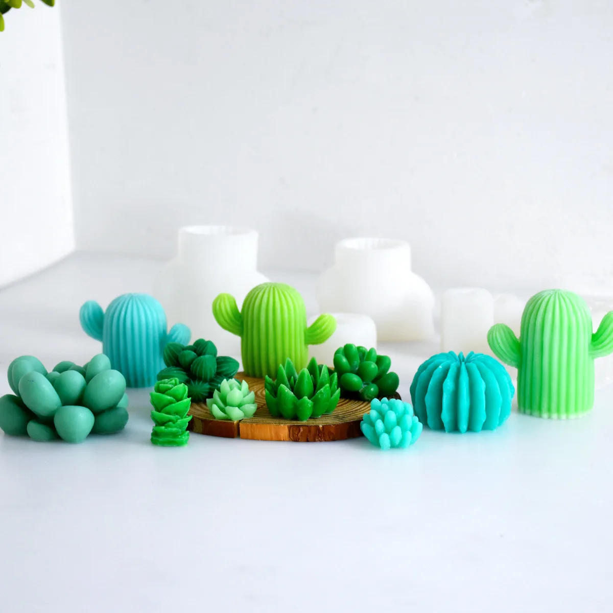 Description Picture 6 of itemDIY Succulent Cactus Scented Candle Molds Cute Simulation Plant Silicone Mold Flower Plaster Soap Aromatherapy Candle Making