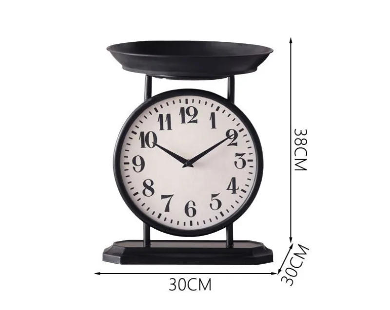 Description Picture 4 of itemIron Desk Clocks Black Matte Creative Tray Fruit Plate Table Clocks Desktop Ornament Living Room Beside Sofa Home Decoration