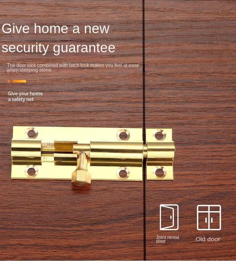 Description Picture 3 of item1.5/2/3/4 Inch Long Brass Door Slide Bolts Latch Lock Gate Safety Bolt Hasp Staple Home Security Sliding Locks