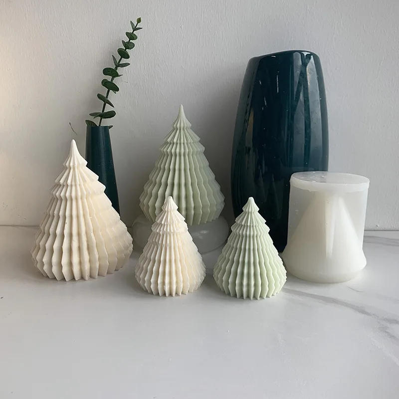 Description Picture 3 of itemOrigami Relief Christmas Tree Candle Silicone Mould DIY Conical Geometry Soap Gypsum Making Chocolate Mold Holiday Decor Gift