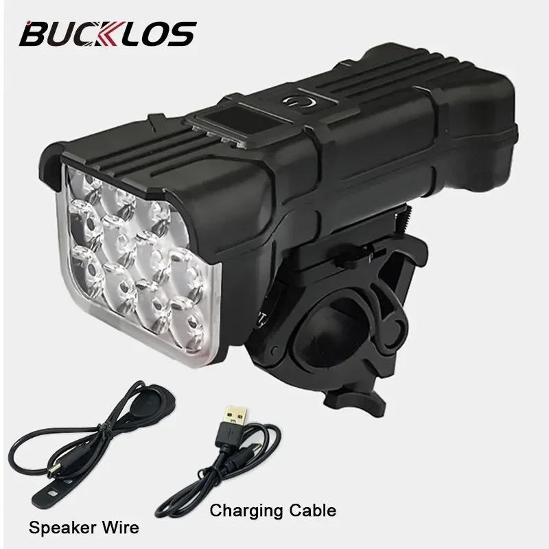 Description Picture 2 of itemBicycle Headlights with Horn 12 LED Bicycle Front Flashlight 140dB Loudly Speakers USB Rechargeable Waterproof Bike Lamp Bells