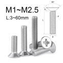 20~100PCS Phillips Countersunk Head Screws M1 M1.2 M1.4 M1.6 M2 M2.5 304 Stainless Steel Cross Flat Countersunk Head Bolts