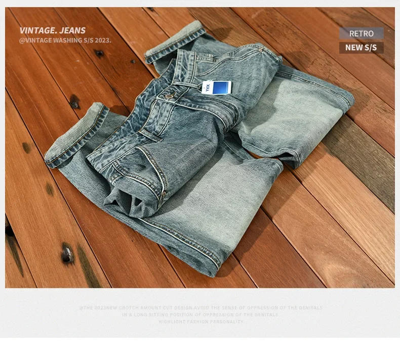 Description Picture 3 of itemSpring Autumn New Cotton Retro Washed Jeans Men Clothing Loose Casual Straight Streetwear Men Trousers AG7165