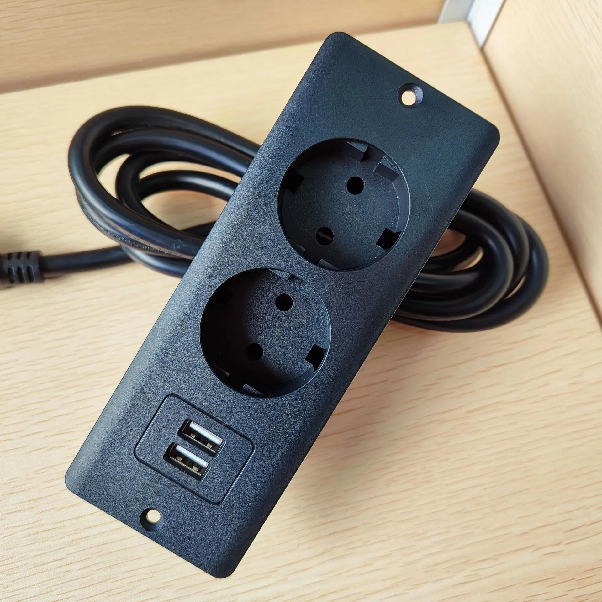 Description Picture 5 of itemEU KR Table Recessed Sockets 2 Outlets with USB type c 5V 2.1A  AC110 220 V Desk Home Office Hidden Power Electric Black Socket