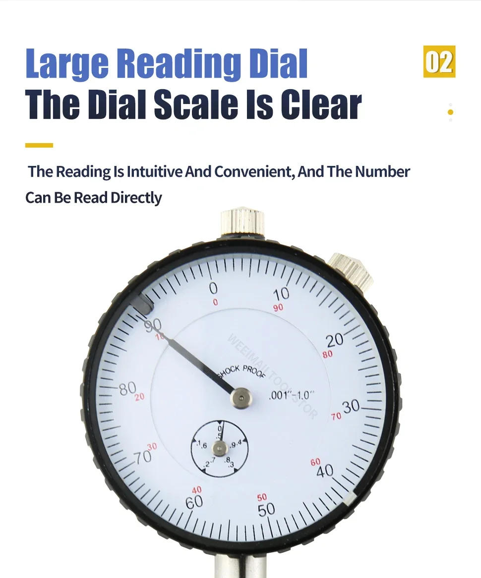 Description Picture 6 of item0-1" Dial Indicator Imperial Dial Bore Gauge Indicator Hour Type Micrometer Gauges For Measurement Tools Comparator Watch Metric