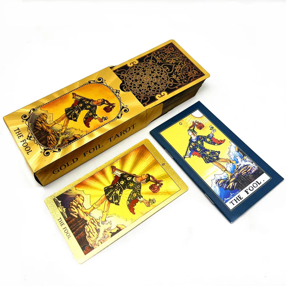 Description Picture 6 of item1 Deck Gold Foil Tarot Cards With Guide Book Oracle Divination Astrology  Board Game L731