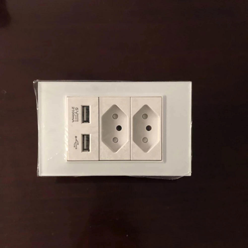 Description Picture 3 of itemBrazil Plug Wall Socket 20A USB Tomada&Type C Power Pressure SwitchTempered Plastic/Glass Panel Position Jack Outlet Home Office