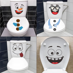 T197# Creative Funny Cartoon Face Toilet Sticker Self Adhesive  Wall Decals for WC Bathroom Fridge Toilet Lid Decals Waterproof