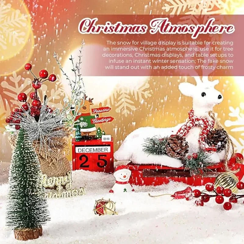 Description Picture 5 of item50/200g Christmas Snowflakes Ornaments Artificial Fluffy Fake Snow Powder DIY Home New Year Party Winter White Scene Prop Supply