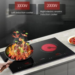 3500W 220V Induction Cooker Countertop Built-in Dual Use Left Induction Cooktop Right Electric Ceramic Stove Energy Saving