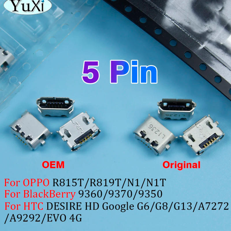 Description Picture 2 of item5Pcs Micro USB Charging Port Connector Socket Dock Plug for OPPO HTC BlackBerry R815T R819T N1 N1T G6 G8 G13 EVO 4G A7272 A9292