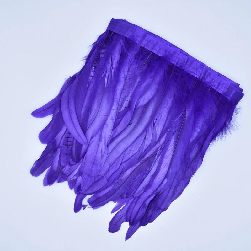 Description Picture 5 of item2Meters Rooster Tail Feather Trim Ribbon on Tape Fringe for Clothes White Black Pheasant Feathers for Crafts Carnival Decoration
