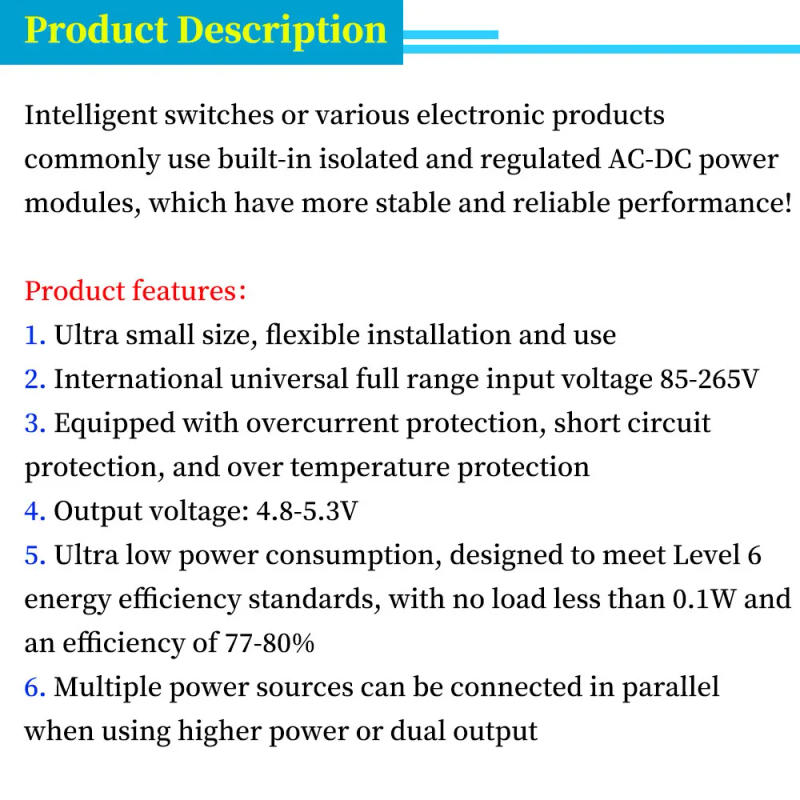 Description Picture 2 of item1/5/10Pcs AC-DC Converter 110V 220V to 5V 2A Buck Voltage Regulator Low Ripple Switching Power Supply Module