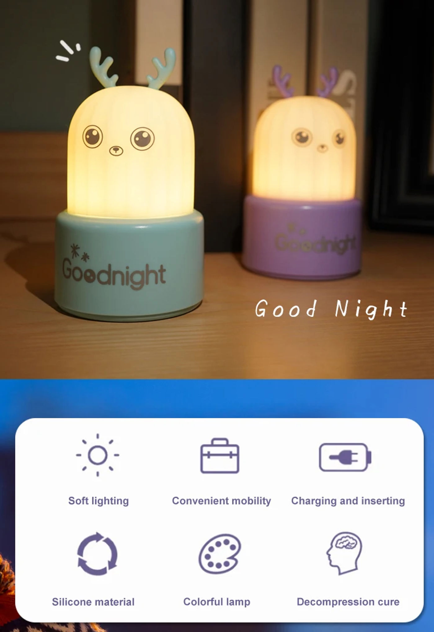 Description Picture 2 of itemHallowee deer night light room decoration Silicone lamp is a good-looking desktop decoration is also a good choice for gifts
