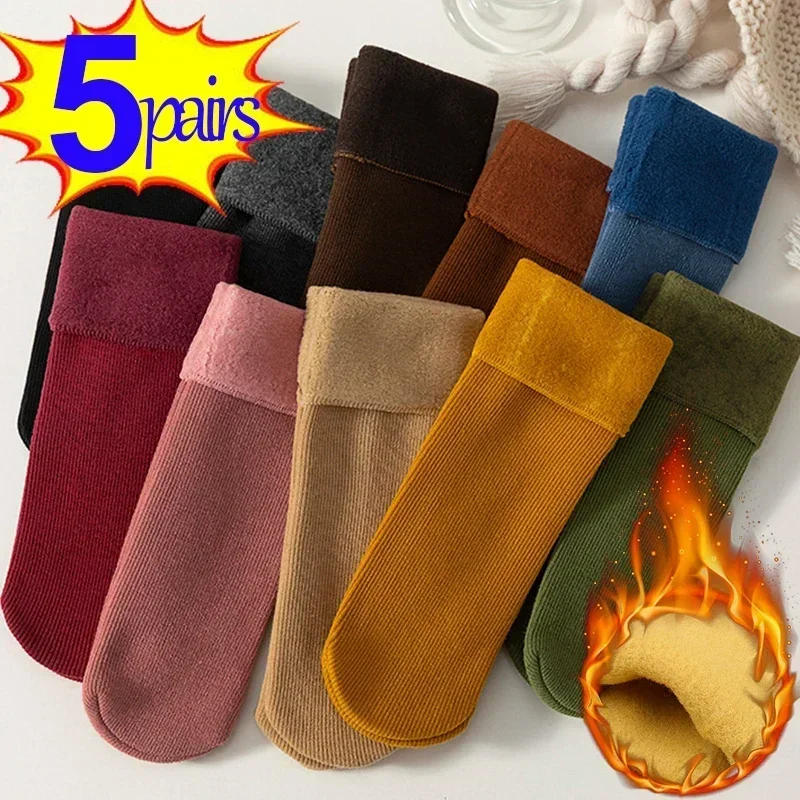 Description Picture 3 of itemWomen Men Winter Socks Warm Thicken Thermal Snow Boots Floor Socks Soft Velvet Cashmere Sock Sleep Solid Color Home Floor Socks