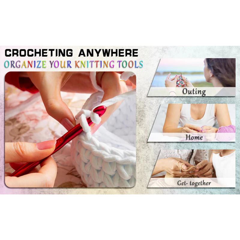 Description Picture 5 of itemCrochet Hooks Set with Case Sewing Knitting Needles Weave Yarn Kits DIY Hand Knitting Art Tools for Crochet Lovers Beginners