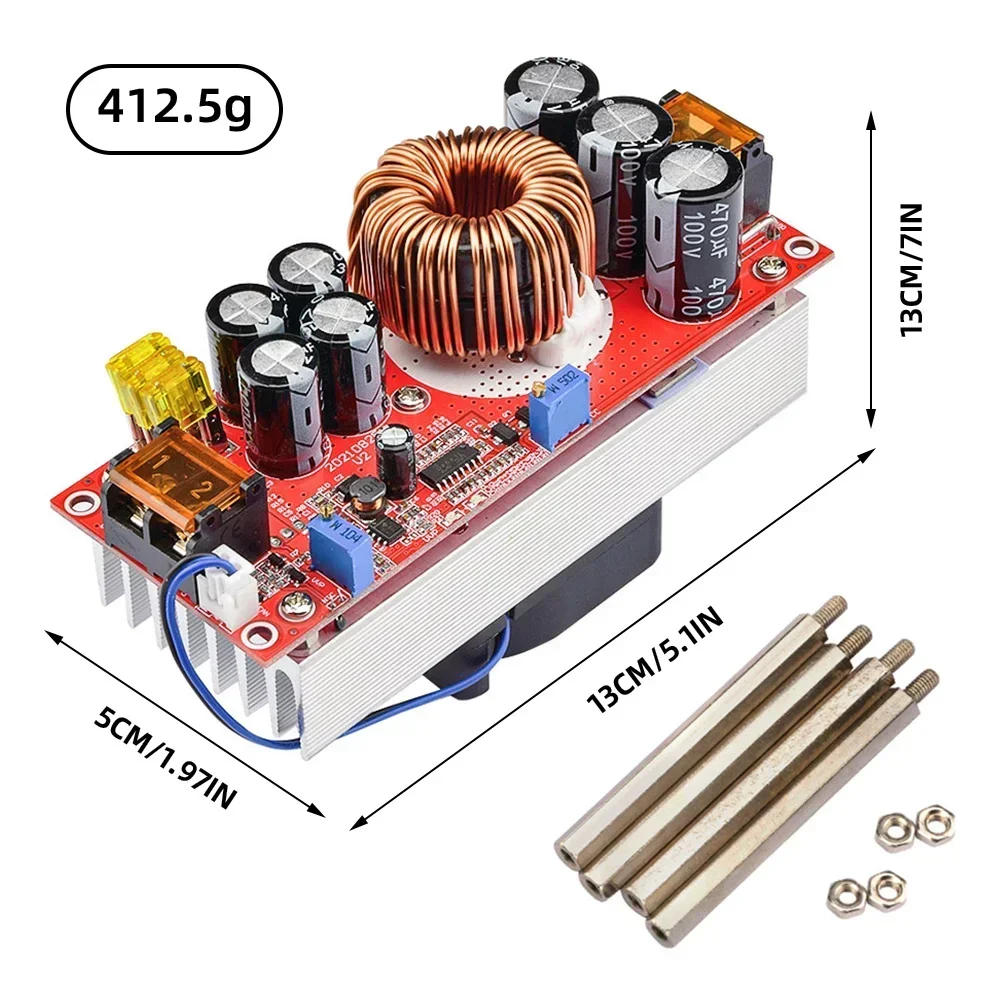 Description Picture 3 of item1800W 40A 1500W 30A 1200W 20A DC-DC Boost Converter Step Up Power Supply Module 10-60V to 12-90V Adjustable Voltage Charger