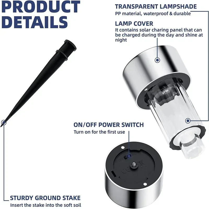 Description Picture 6 of itemSolar Garden Lights Outdoor Solar Powered Lamp Waterproof Landscape Lantern Lighting for Pathway Patio Yard Lawn Decorative LED