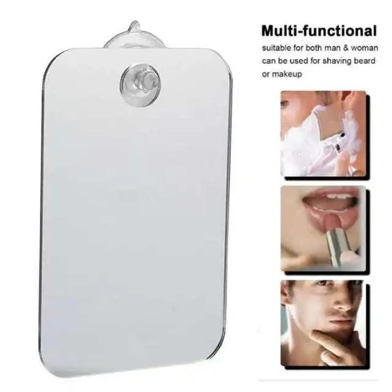 Description Picture 2 of item1Pcs Acrylic Bathroom Fog Free Mirror With Wall Suction Shower Mirror Man Shaving Women Makeup Unbreakable Portable Traveling