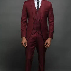 Burgundy Classic Suit Slim Fit 3 Piece Fashion Tuxedo Custom Groom Blazer Set Prom Jacket Terno Masculino Costume Mariage Homme