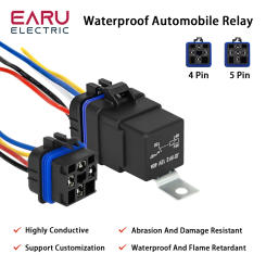 Car Auto Automobile Relay Sealed Waterproof Integrated Wired  DC12V 40A 5Pin 4pin Auto Relay + Holder With 105mm Length Wires