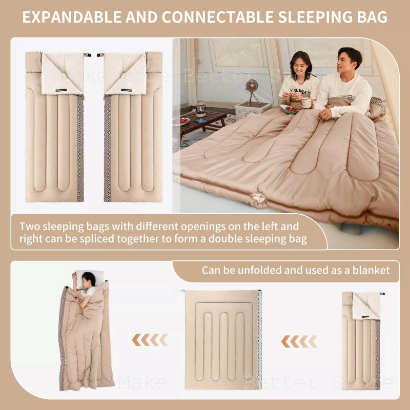 Description Picture 6 of itemCamping Sleeping Bag Ultralight Summer Spring Fall Outdoor Cotton Sleeping Bag Spliceable Camping Gear Essentials
