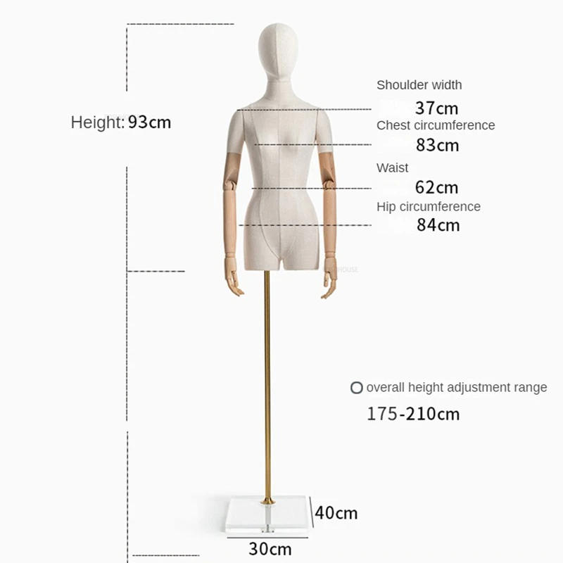 Description Picture 3 of itemHalf-length Mannequin for Women's Clothing Store Mannequins Creative Fake Human Body Window Model Prop Display Stand with Head