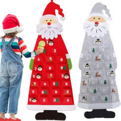 Felt Advent Calendar Fabric Christmas Hanging Pendant Santa Claus Ornaments DIY Advent Calendar Christmas Decoration for Home