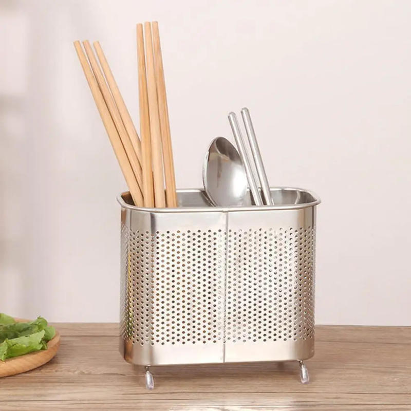 Description Picture 3 of itemStainless Steel Holder Kitchen Stainless Steel Utensil Holder Supplies Silverware Drainer Utensil Container Cutlery Organizer