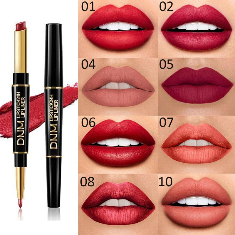 Description Picture 2 of item2 IN 1 Non-stick Cup Long Lasting Lipstick Lip Liner Waterproof Matte Lips Pencil Contour High Pigmented Valentine's Day Gifts