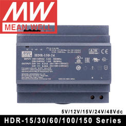 Mean Well AC to DC SMPS 5V/12V/24V Din Rail Power Supply Meanwell HDR-15/30/60/100/100N/150 LED DC Switching Power Supply