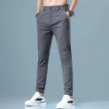 Classic Style Summer Men Casual Pants Straight Slim Korea Fashion Business Trousers Breathable Ice Silk Fabric Stretch Pants