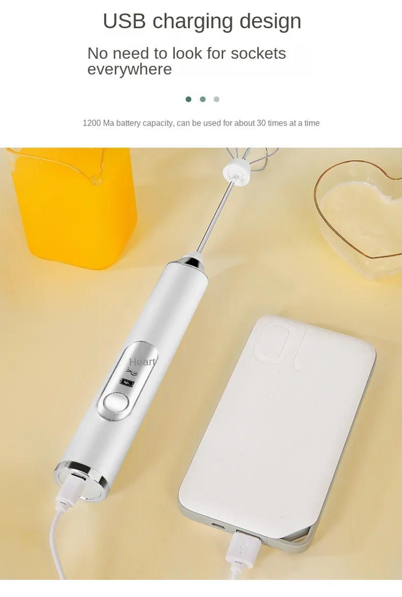 Description Picture 5 of itemEgg Beater Wireless Electric Milk Fother Whisk USB Rechargeable Handheld Coffee Blender Milk Shaker Mixer Foamer Food Blender