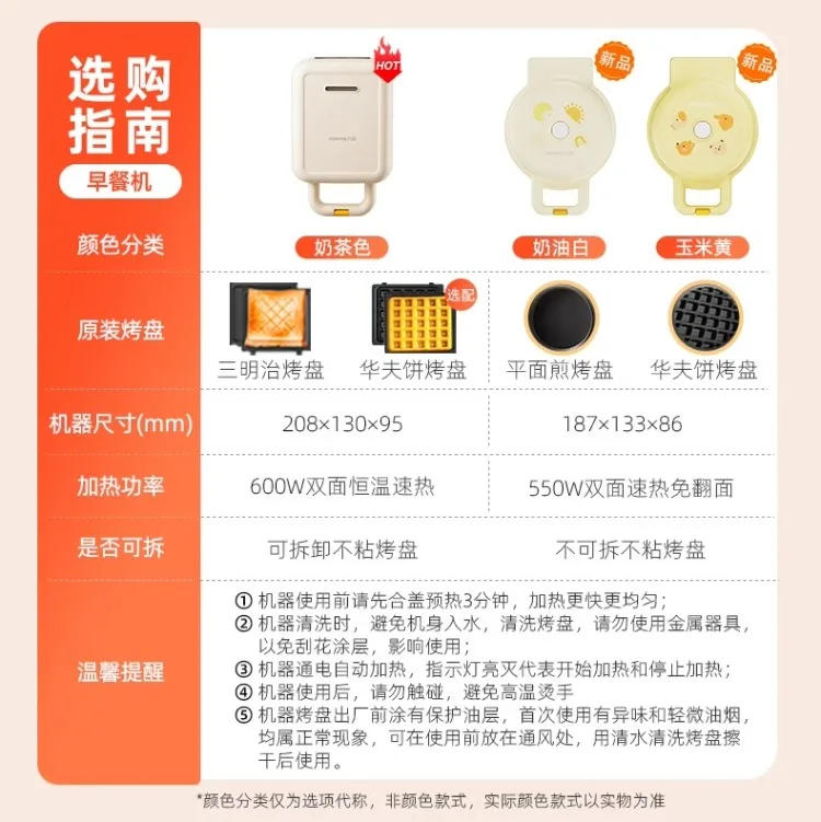 Description Picture 3 of item220V Compact Breakfast Maker: 9Y Sandwich & Toast Machine for Home Use - Multifunctional Bread & Waffle Toaster