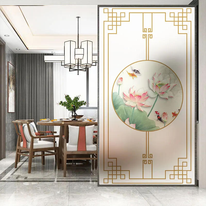 Description Picture 4 of itemNo Glue Privacy Windows Film Decorative Chinese Classical Painting Stained Glass Static Cling Frosted Window Stickers 03