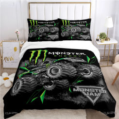 Monster Truck Duvet Cover Catroon Monster Jam Bedding sets Soft Quilt Cover and Pillowcases for Teens Single/Double/Queen/King