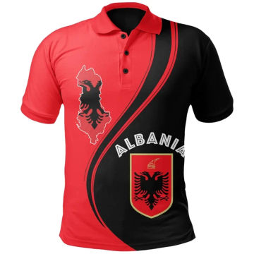 3d Albania Flag Printed Polo Shirt Men Clothing Summer Casual Short Sleeved Loose Oversized Shirts Street Fashion Tops Tees